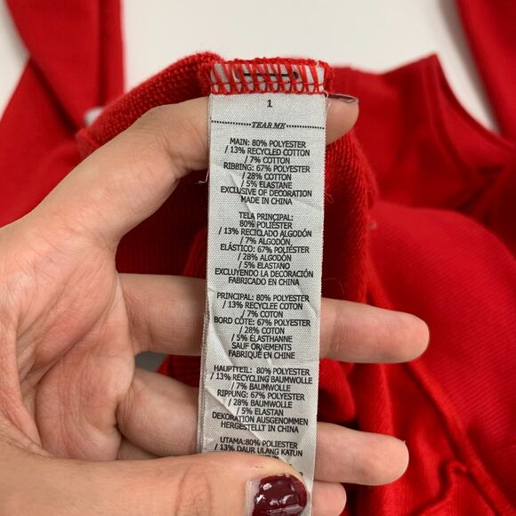 Lorna Jane Grandstand Sweater Womens M Red Colorblock Quarter Zip High Neck Crop - Picture 10 of 14